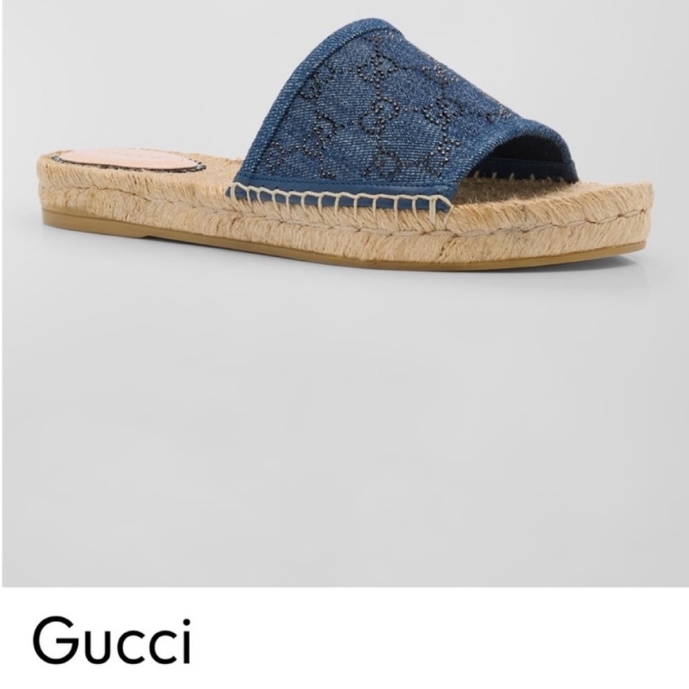 Gucci Denim Blue Espadrille Slide